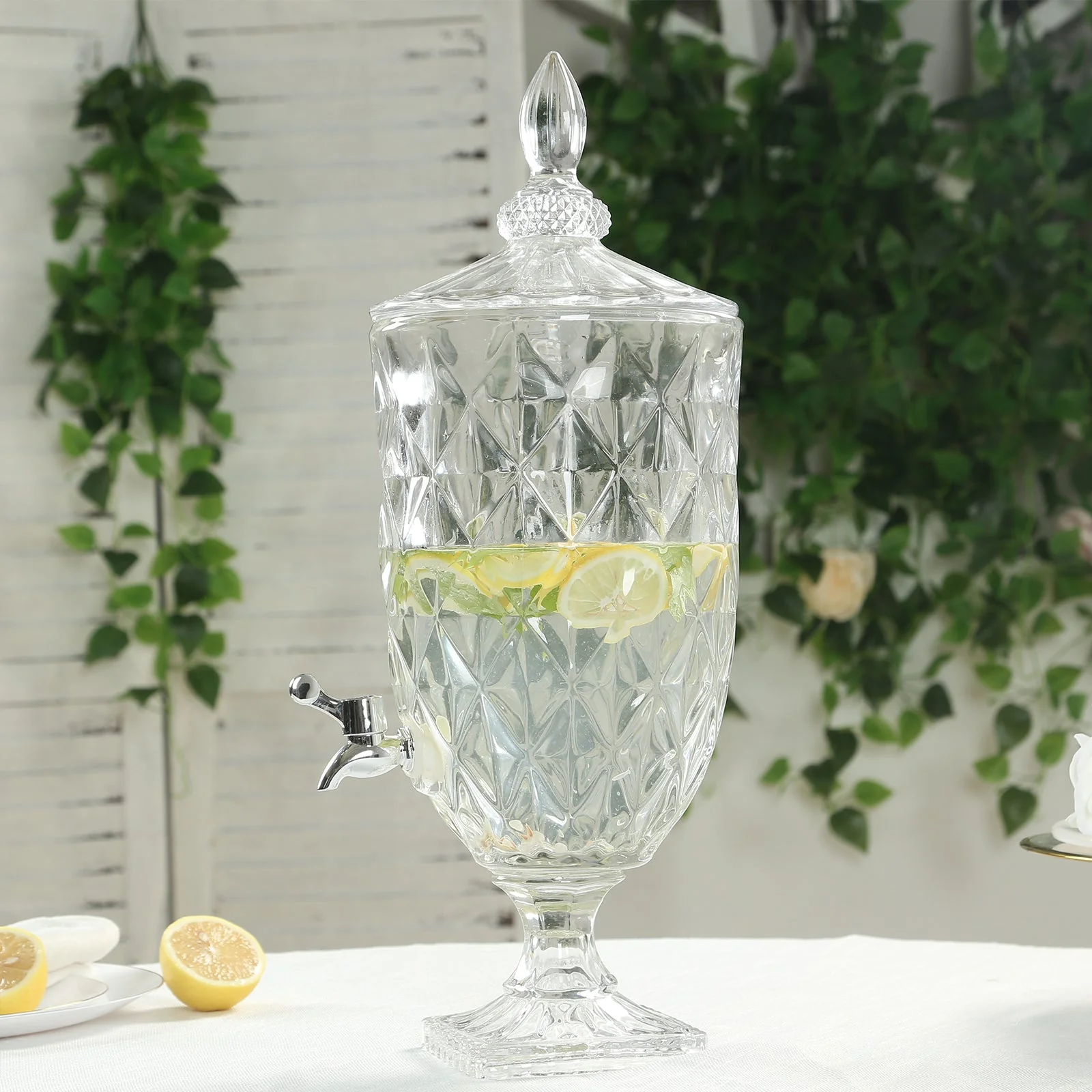 1.3 Gallon Clear Glass Beverage Dispenser with Spigot 21"