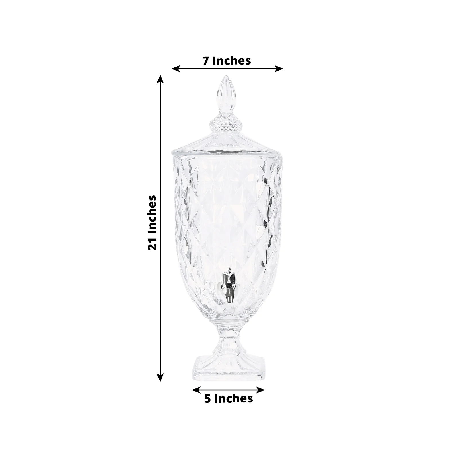 1.3 Gallon Clear Glass Beverage Dispenser with Spigot 21" - Image 2