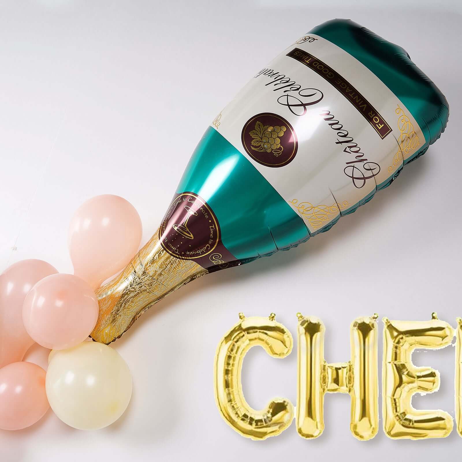 1 Pair Champagne Bottle and Glass Mylar Foil Helium/Air Balloons 39" - Image 10