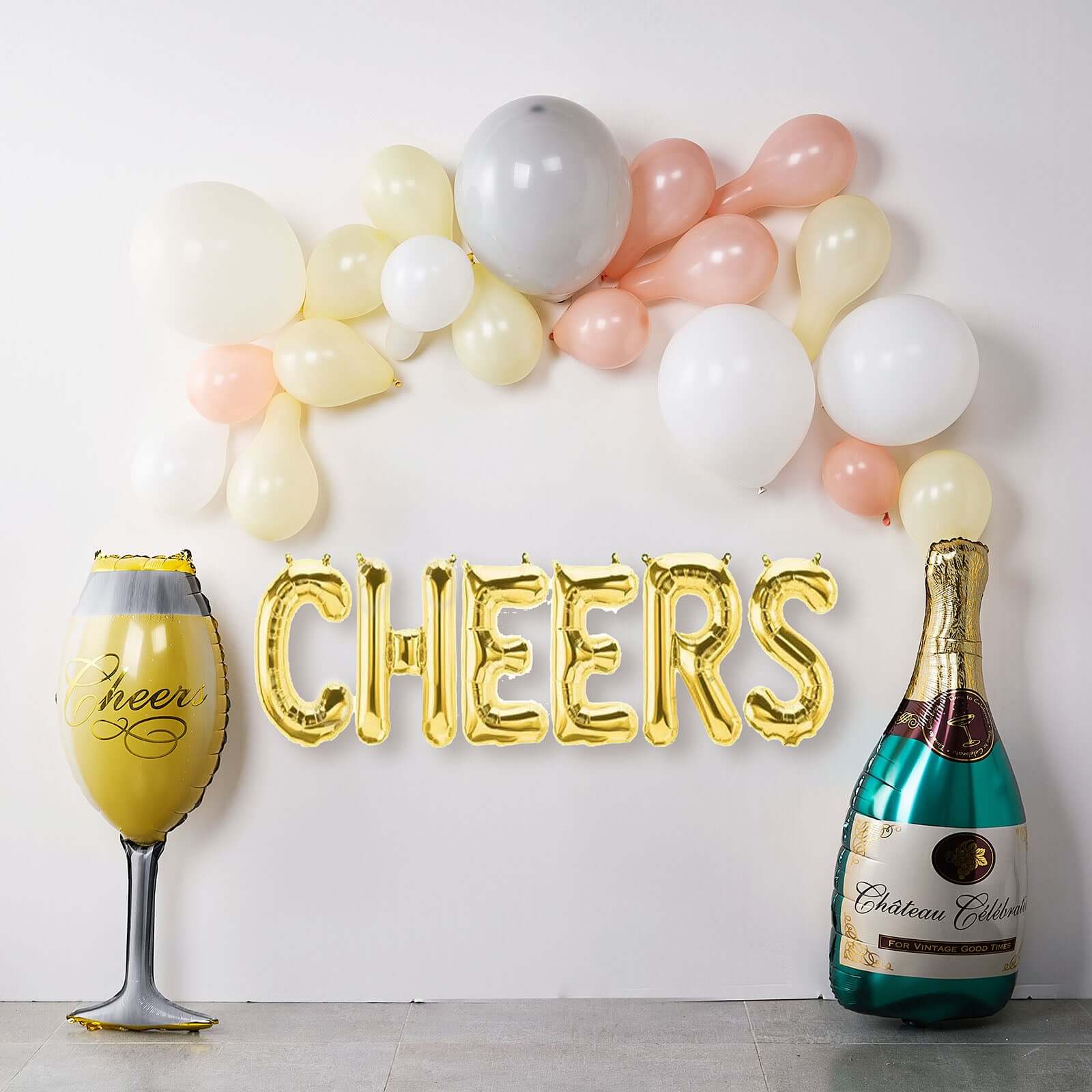 1 Pair Champagne Bottle and Glass Mylar Foil Helium/Air Balloons 39" - Image 8