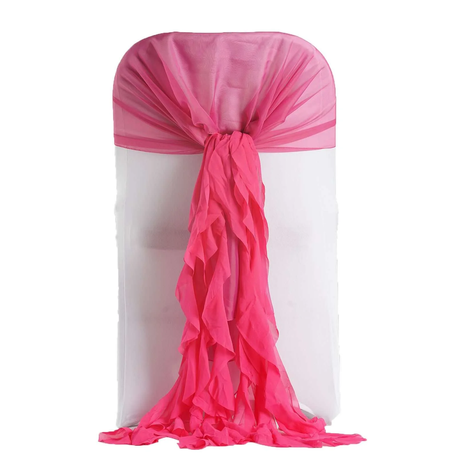1 Set Chiffon Hoods Chair Sashes with Willow Ruffles Fuchsia - Graceful Decorative Accent - Image 6