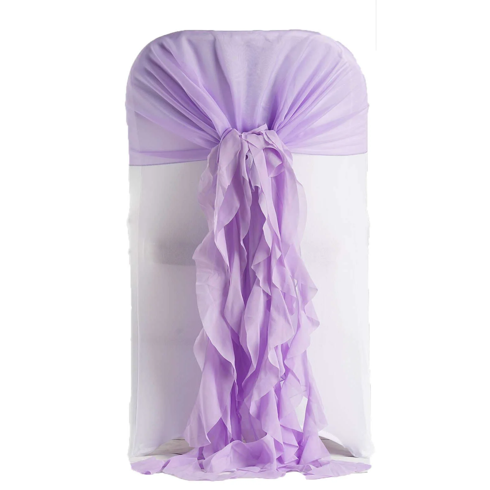 1 Set Chiffon Hoods Chair Sashes with Willow Ruffles Lavender Lilac - Graceful Decorative Accent - Image 6