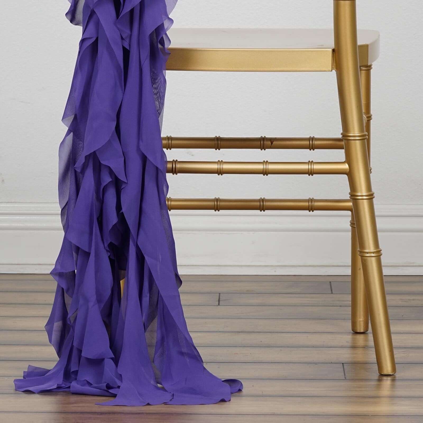 1 Set Chiffon Hoods Chair Sashes with Willow Ruffles Purple - Graceful Decorative Accent - Image 7