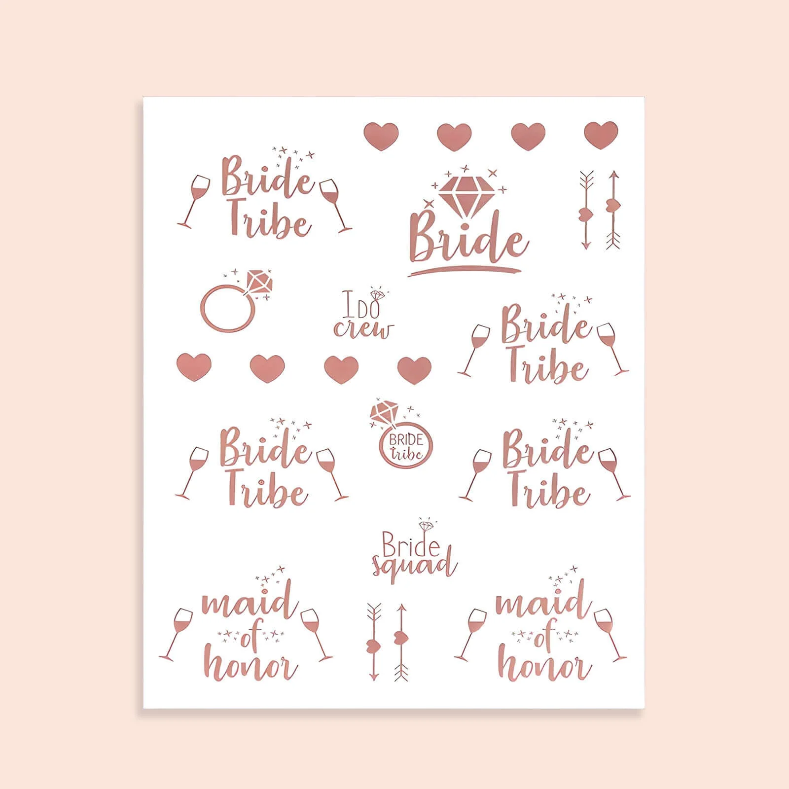 1 Set Rose Gold Bachelorette Party Decoration Supplies Kit, White Bridal Veil, Tiara Crown, Glittered Bride To Be Sash, & Stickers - Image 7