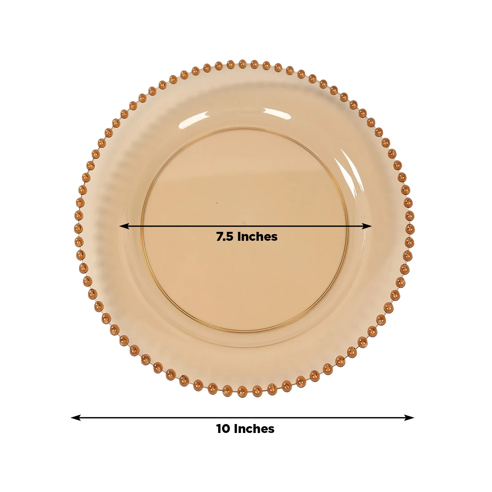 10-Pack Plastic Round Dinner Plates 10" Amber Gold with Beaded Rim - Disposable Party Plates for Stylish Gatherings & Celebrations - Image 2