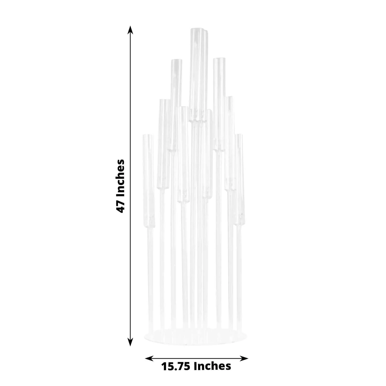 10-Arm Acrylic Cluster Round Taper Candelabra with Circular Base 47" Clear - Sleek Pillar Candle Holder Table Centerpiece - Image 3
