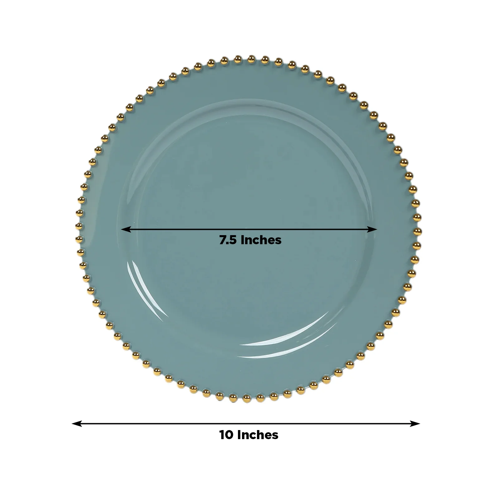 10-Pack Plastic Round Dinner Plates 10" Dusty Blue with Gold Beaded Rim - Disposable Party Plates for Stylish Gatherings & Celebrations - Image 2