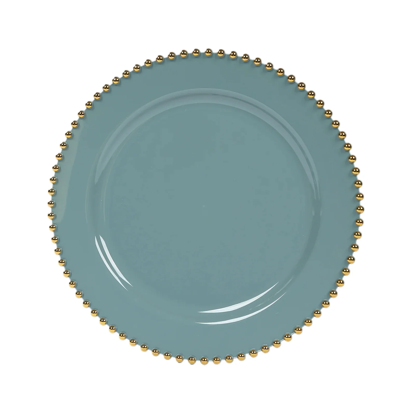 10-Pack Plastic Round Dinner Plates 10" Dusty Blue with Gold Beaded Rim - Disposable Party Plates for Stylish Gatherings & Celebrations - Image 5