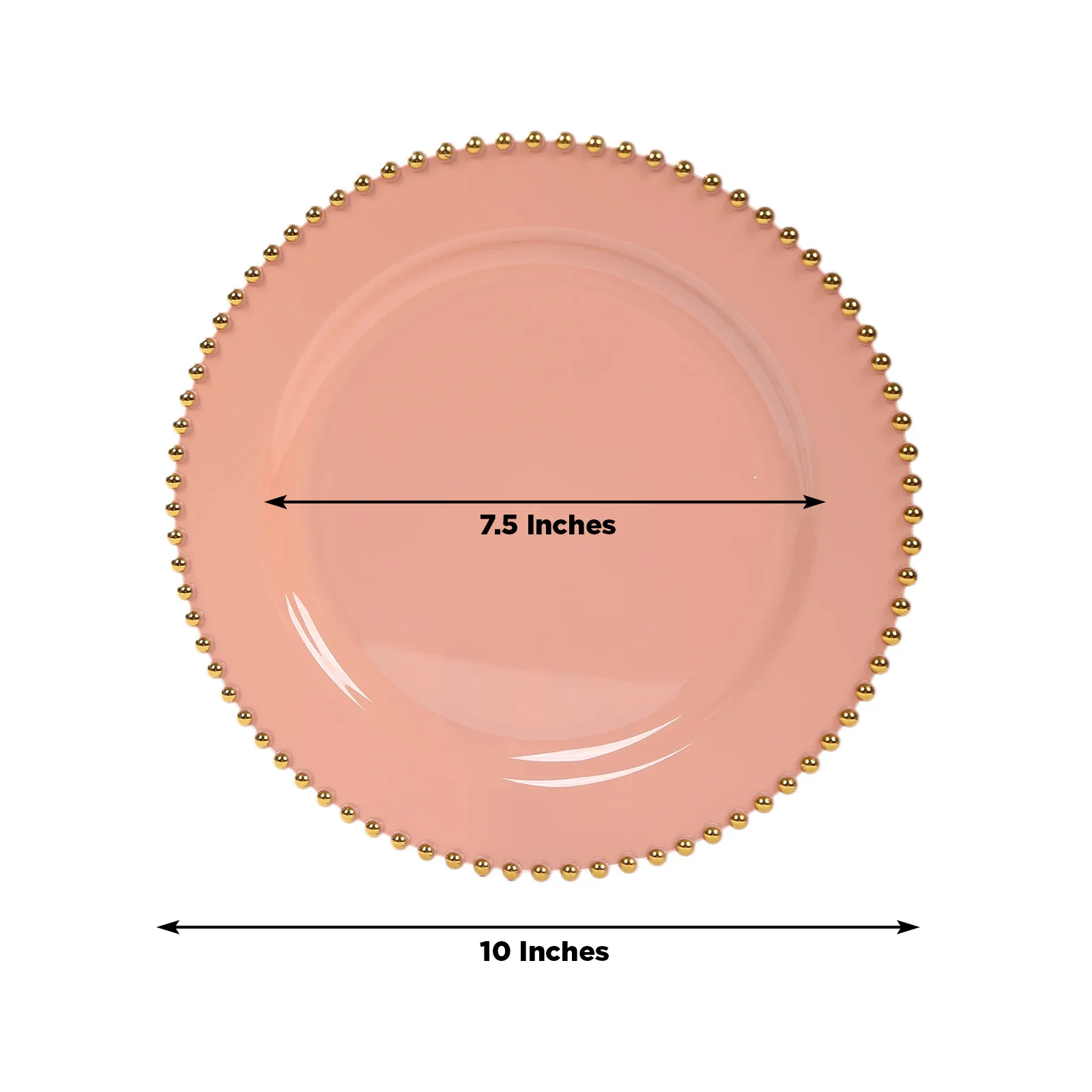 10-Pack Plastic Round Dinner Plates 10" Dusty Rose with Gold Beaded Rim - Disposable Party Plates for Stylish Gatherings & Celebrations - Image 2