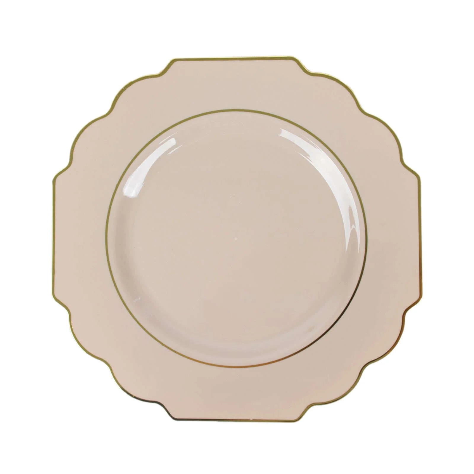 10 Pack Taupe Hard Plastic Baroque Dinner Plates with Gold Rim, Heavy Duty Disposable Dinnerware 11" - Image 7