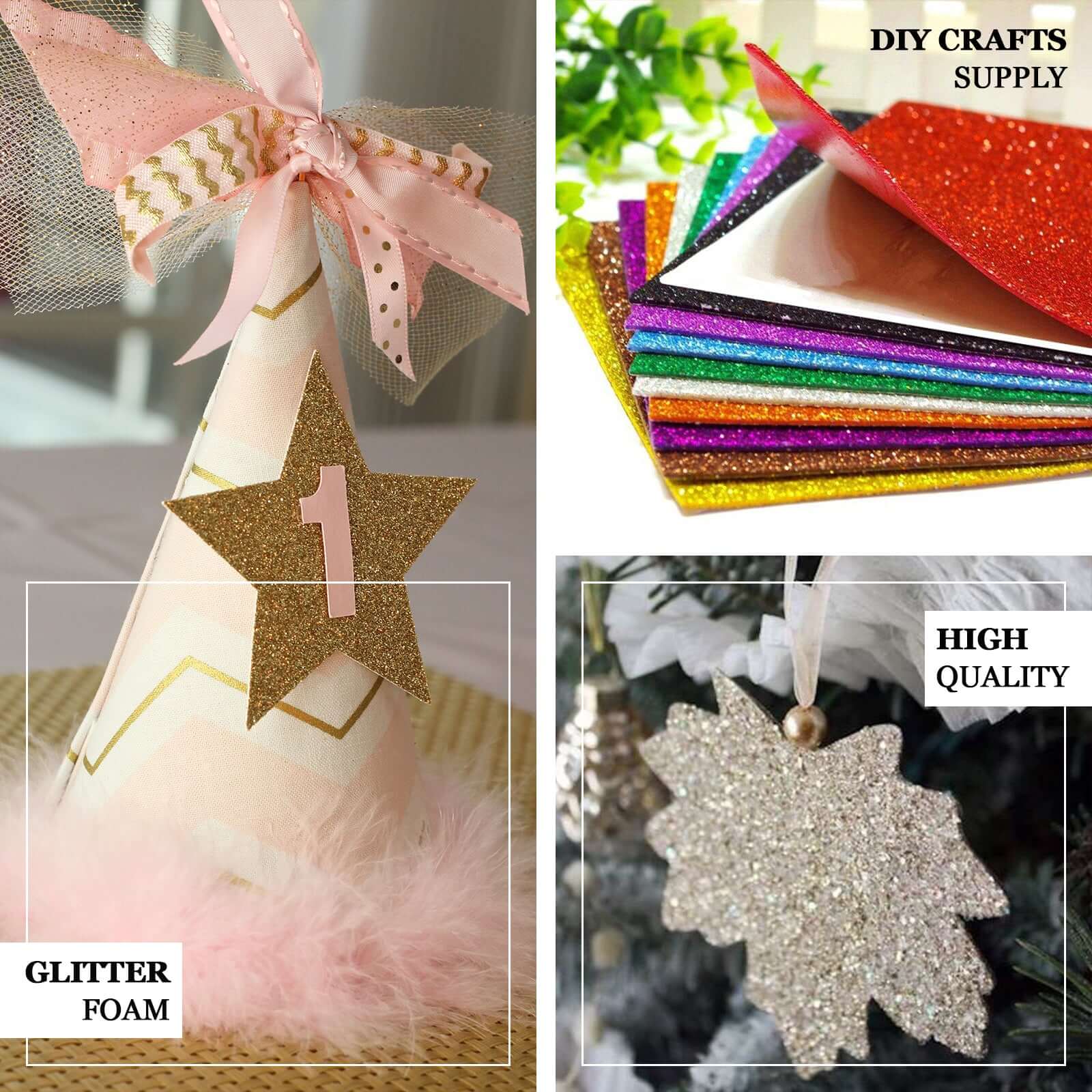 10 Pack Self-Adhesive Glitter DIY Craft Foam Sheets - Hot Pink 12"x10" - Image 4
