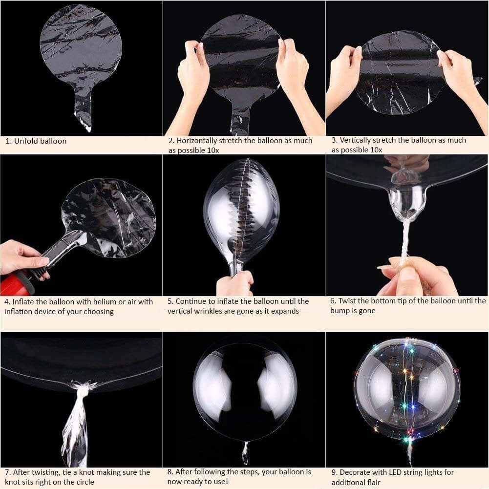 10 Pack Clear Fully Transparent PVC Helium/Air Bubble Balloons 16" - Image 11