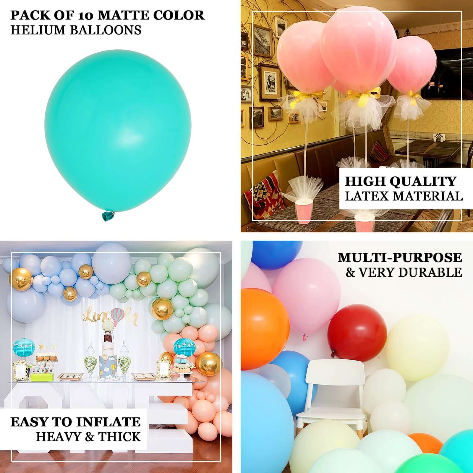 10 Pack Matte Pastel Burgundy Helium or Air Latex Party Balloons 18" - Image 4