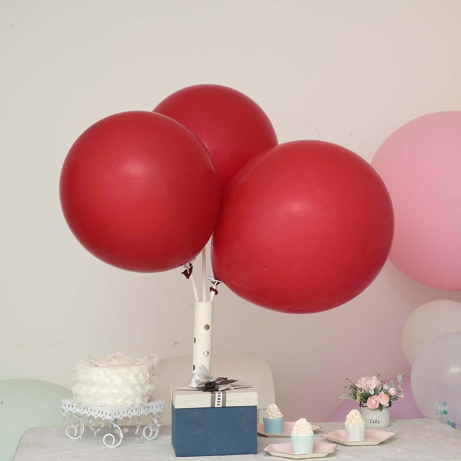 10 Pack Matte Pastel Burgundy Helium or Air Latex Party Balloons 18" - Image 8