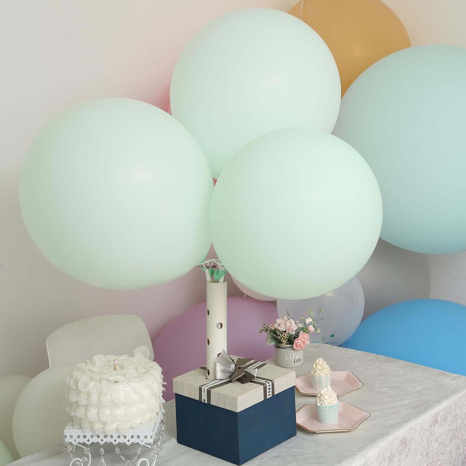 10 Pack Matte Pastel Mint Helium or Air Latex Party Balloons 18" - Image 2