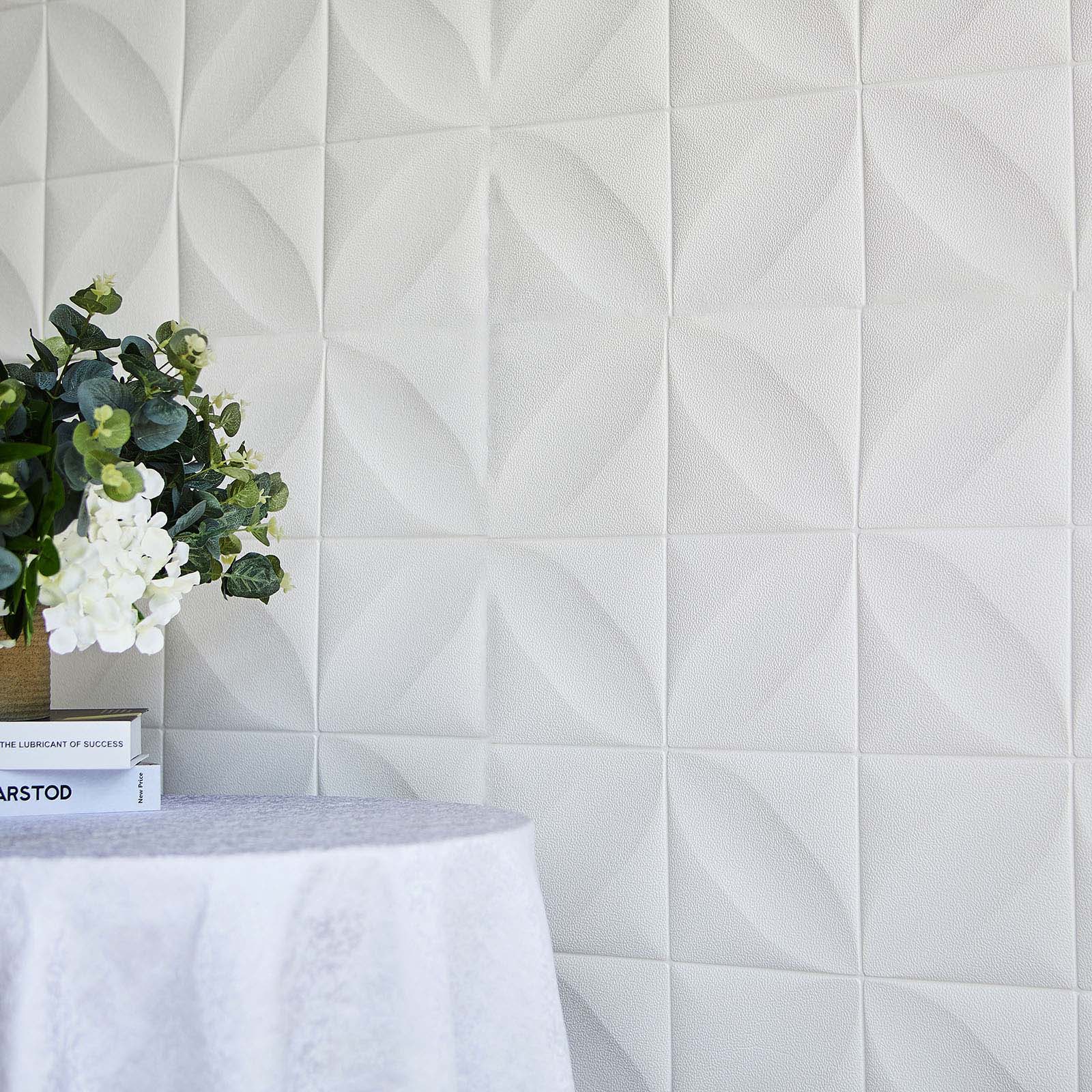 10 Pack 3D White Foam Self Adhesive Wall Panels - Diamond Design 52 Sq ft - Image 13