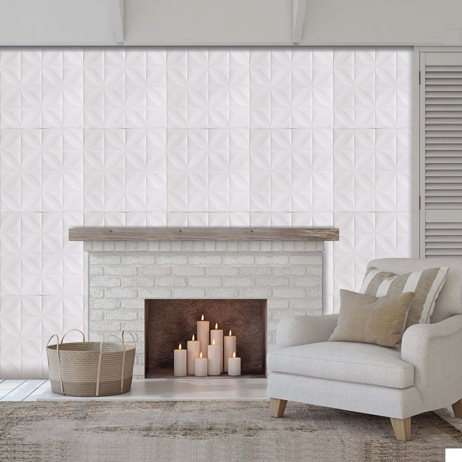 10 Pack 3D White Foam Self Adhesive Wall Panels - Diamond Design 52 Sq ft - Image 2