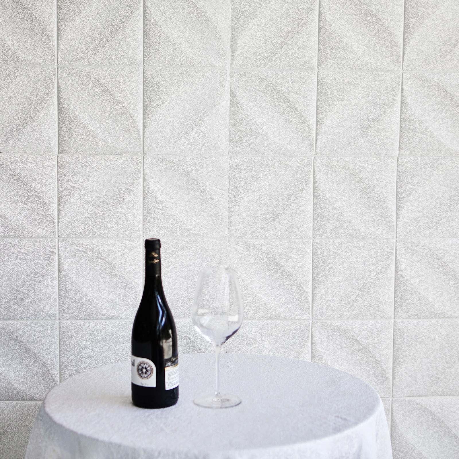 10 Pack 3D White Foam Self Adhesive Wall Panels - Diamond Design 52 Sq ft - Image 8