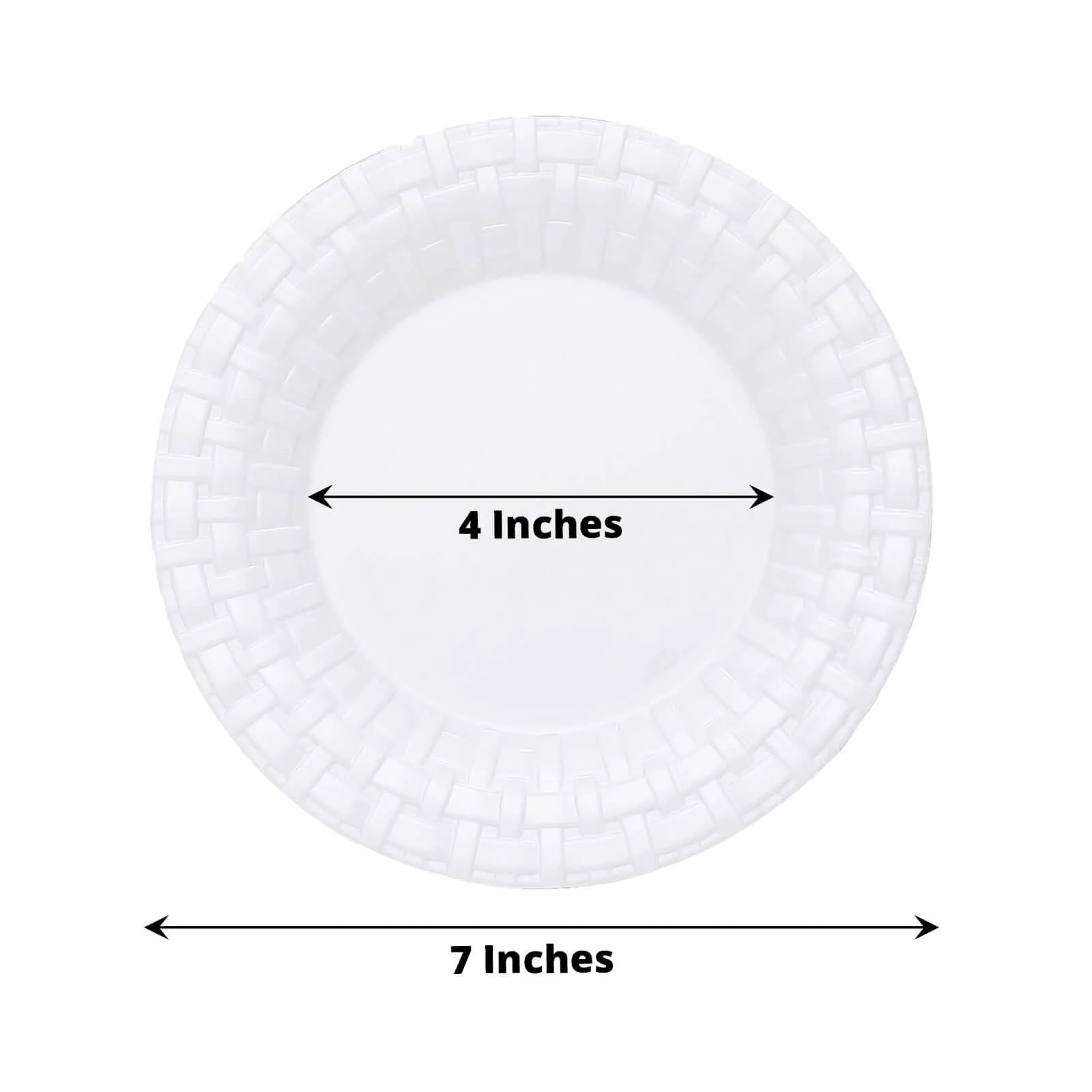10 Pack White Basketweave Rim Plastic Salad Dessert Plates, Round Disposable Appetizer Plates 7" - Image 3