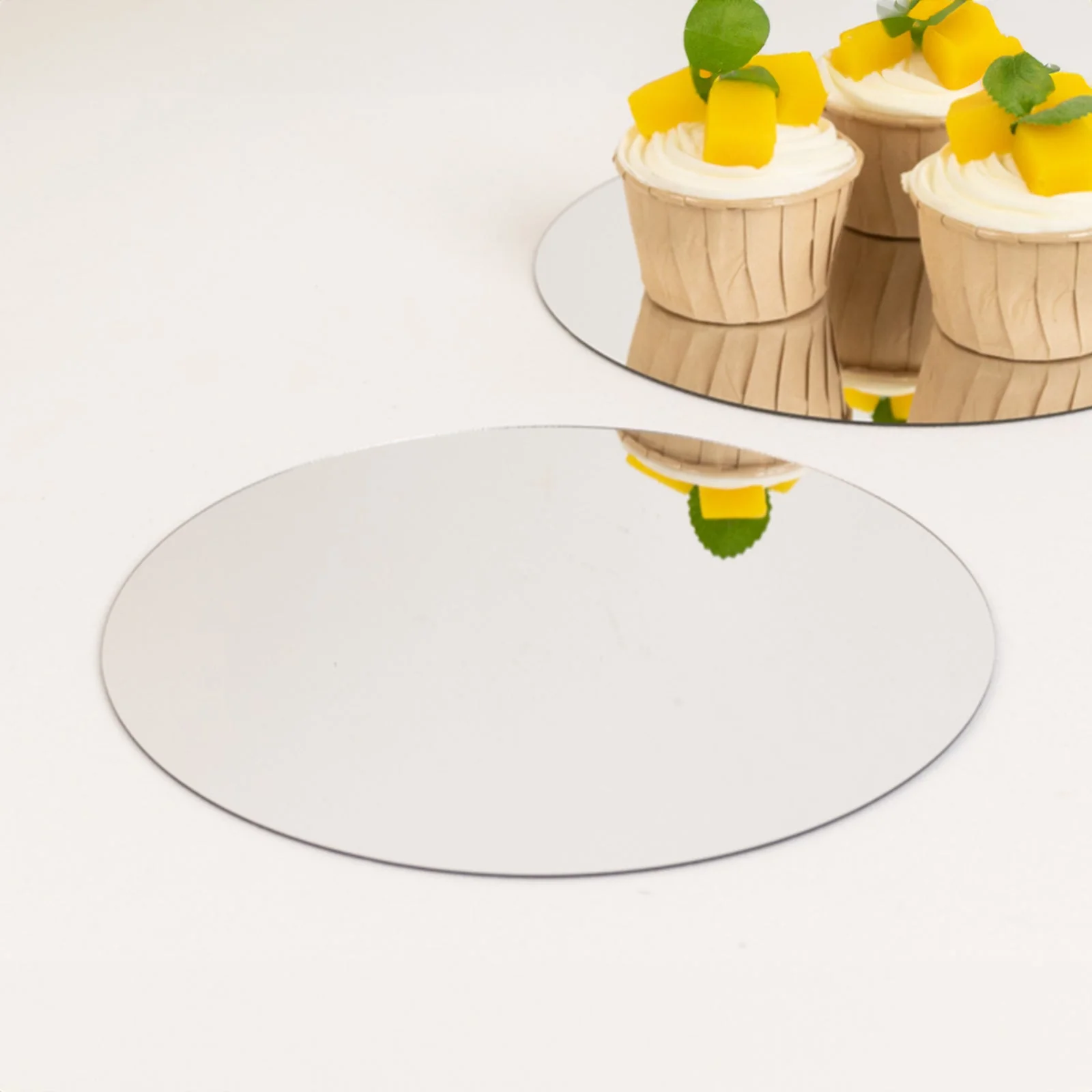 10-Pack Acrylic Mirror Tray 8" Round Silver Circle Candle Plate - Decorative Centerpiece Bases - Image 4