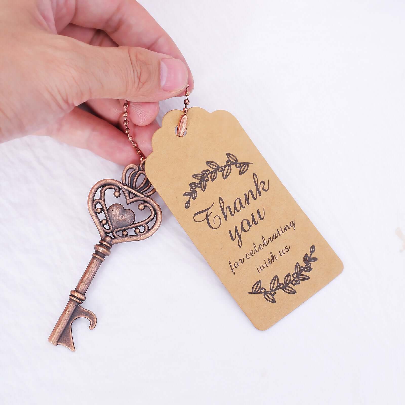 10 Pack Antique Gold Skeleton Key Bottle Opener Party Favors Wedding Souvenirs, Vintage Wedding Bridal Shower Favors With Tag Card & Chain - Image 6