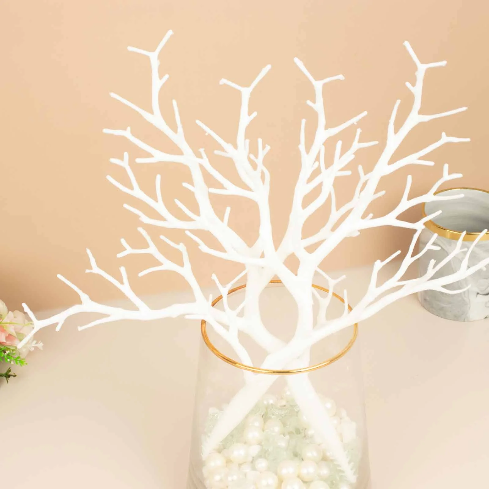 10-Pack Artificial Manzanita Tree Branch 14" White