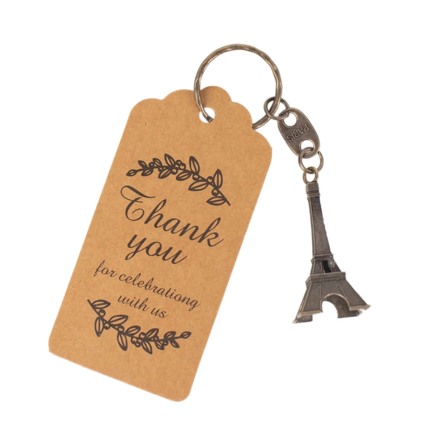 10 Pack Bronze Plastic Paris Eiffel Tower Keychain Party Favor, Wedding Bridal Shower Souvenirs With Thank You Tag - 4" - Image 9