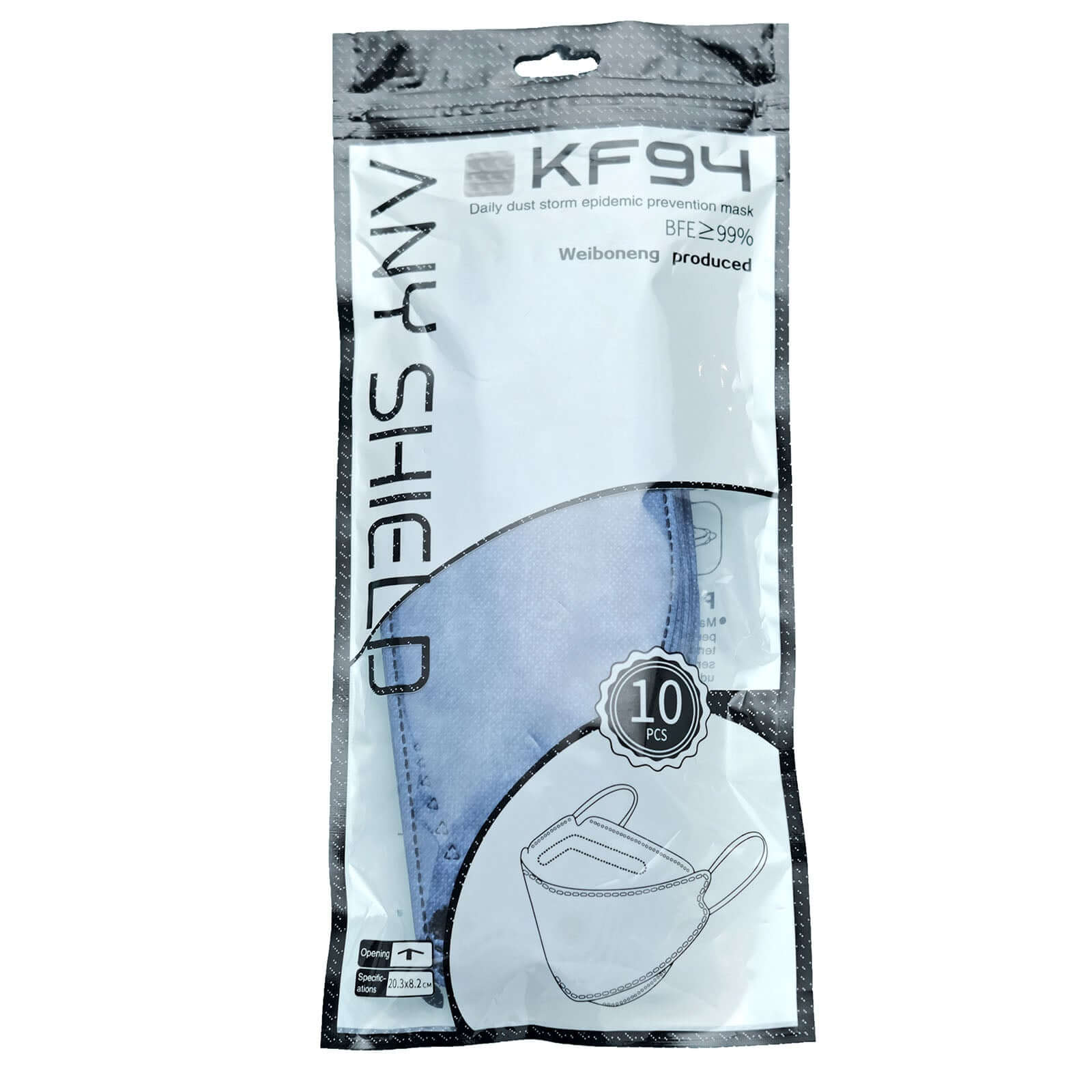 10 Pack Denim Blue Breathable KF94 Face Mask, 3D Fish-Design Mouth Shields for Adult, 4-Layer Protective Face Masks with Adjustable Nose Clip - Image 15