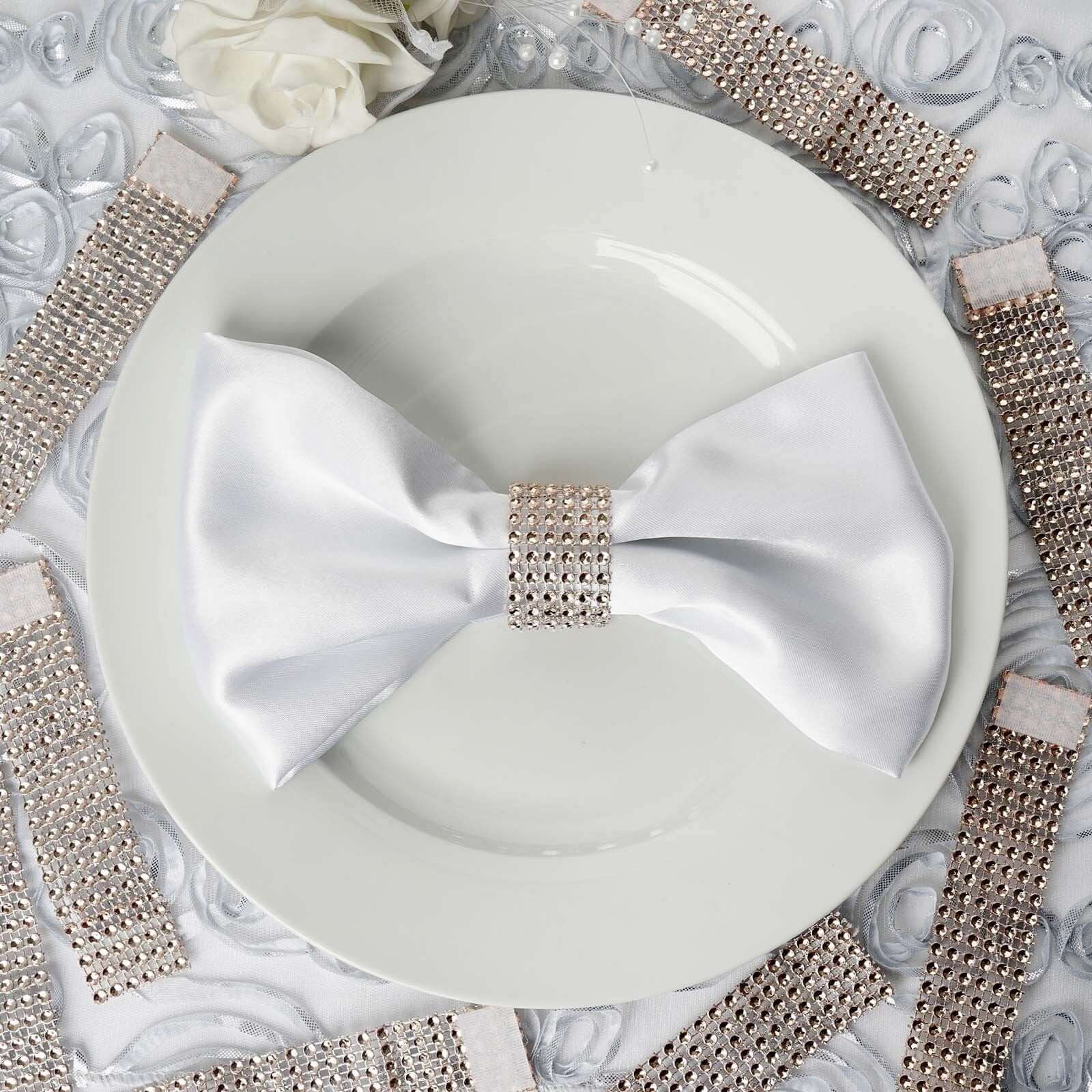 10 Pack Diamond Rhinestone Napkin Rings Champagne - Velcro Brooch Buckle for Chair Sashes - Image 5