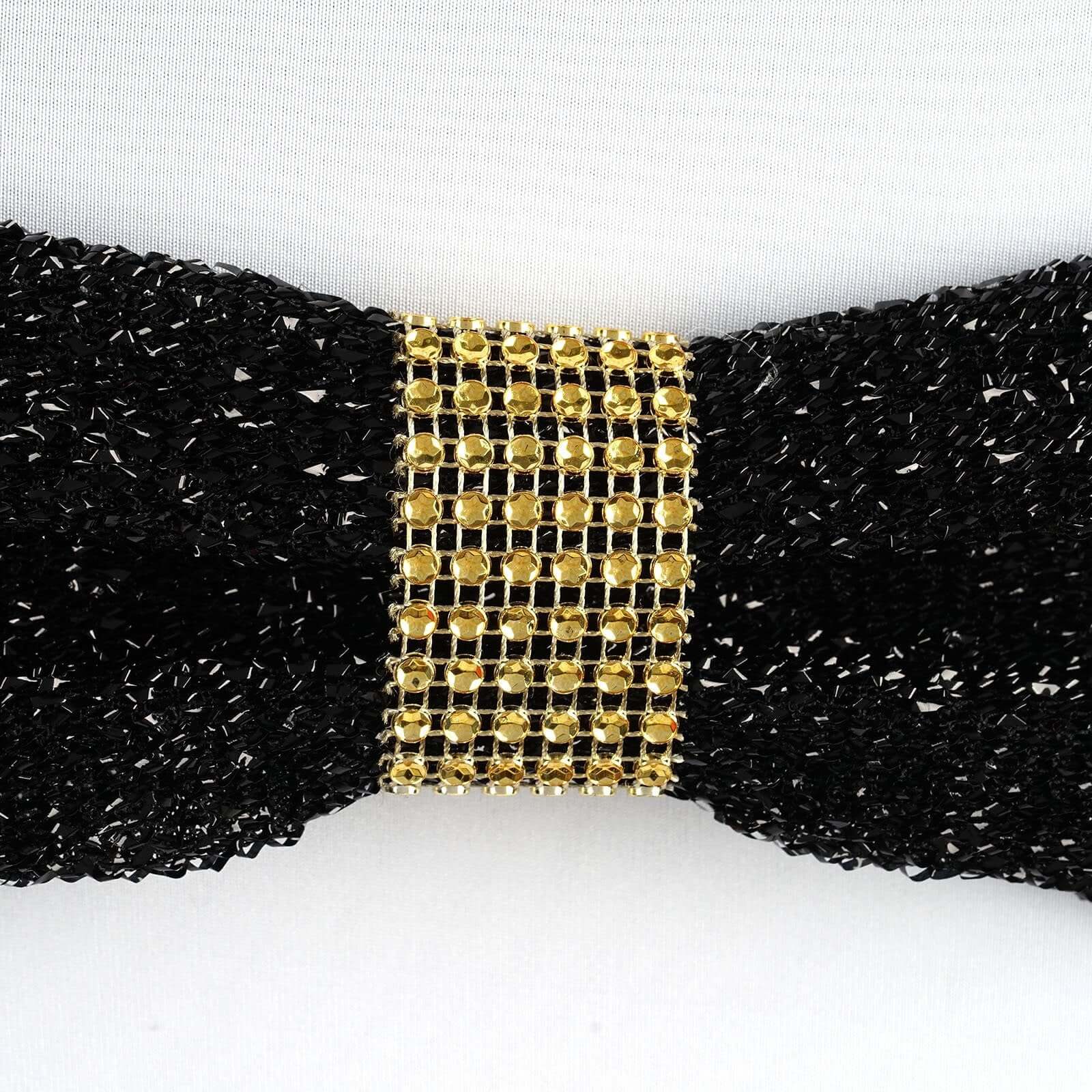 10 Pack Diamond Rhinestone Napkin Rings Gold - Velcro Brooch Buckle for Chair Sashes - Image 6