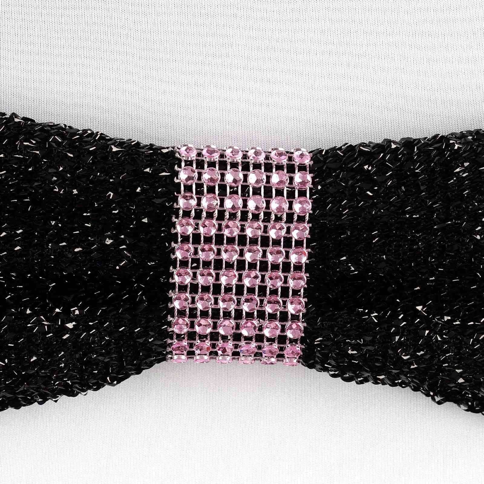 10 Pack Diamond Rhinestone Napkin Rings Pink - Velcro Brooch Buckle for Chair Sashes - Image 7