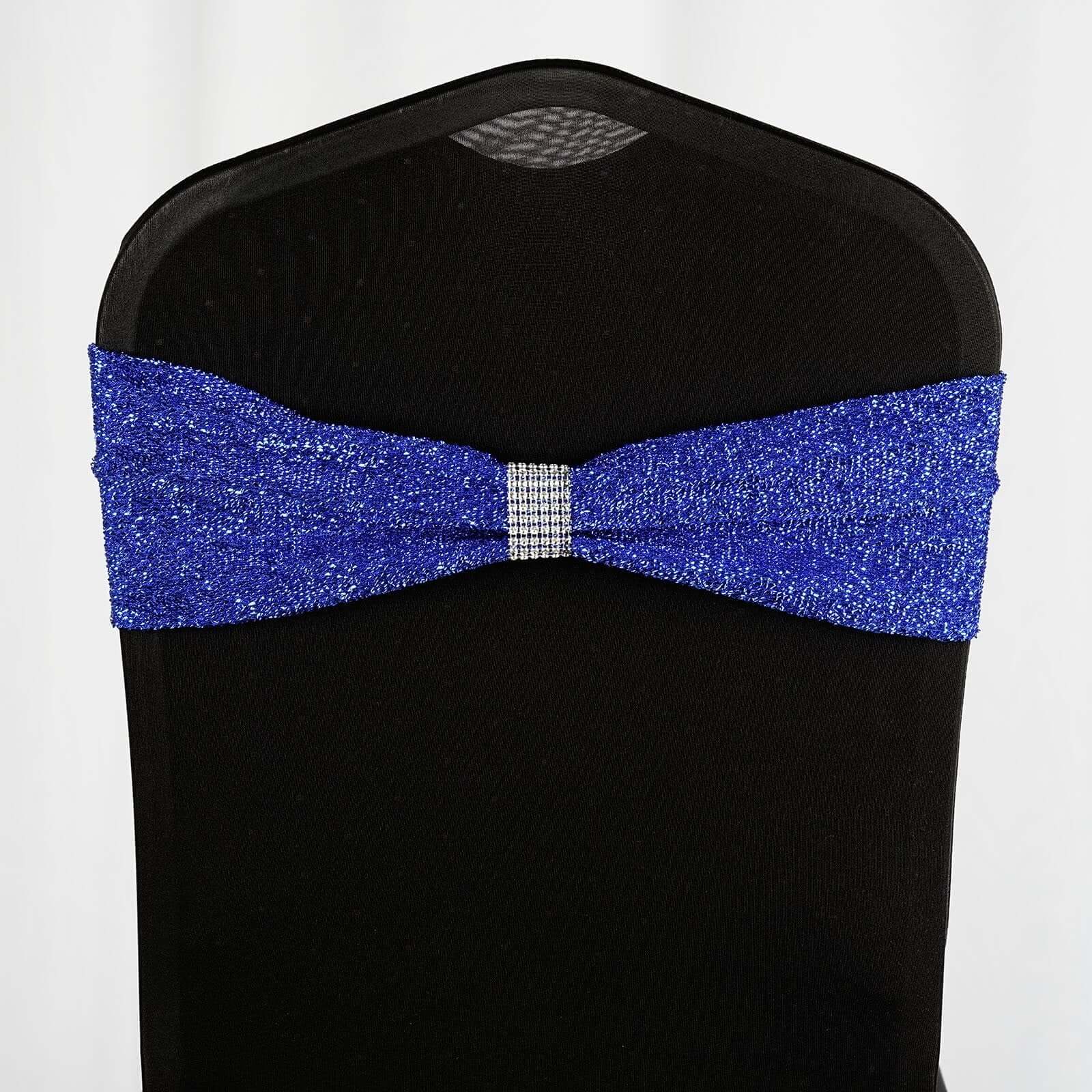 10 Pack Diamond Rhinestone Napkin Rings Silver - Velcro Brooch Buckle for Chair Sashes - Image 5