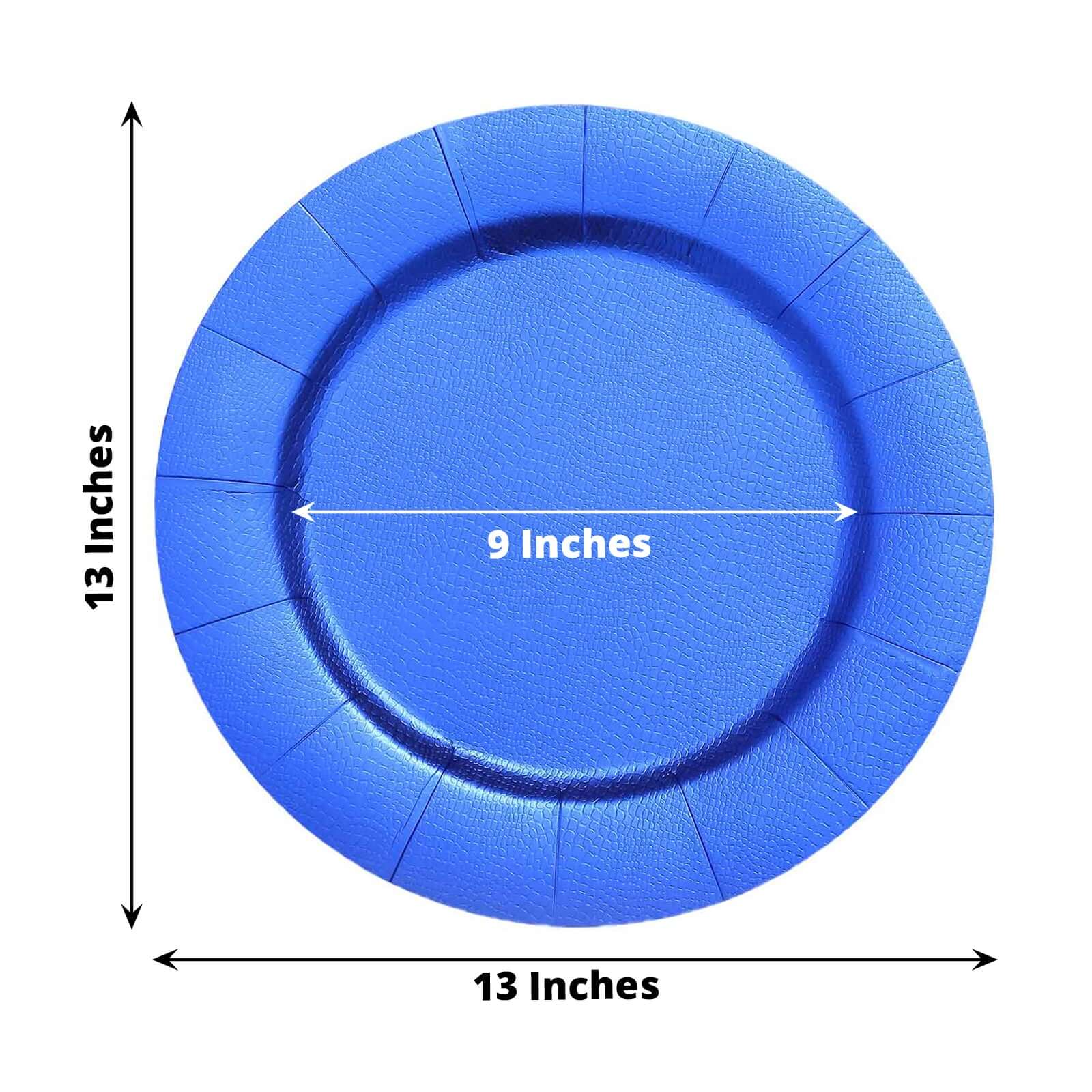 10-Pack Disposable Round Charger Plates 13" Royal Blue with Leathery Texture - 1100GSM Sturdy Cardboard Placemats - Image 3