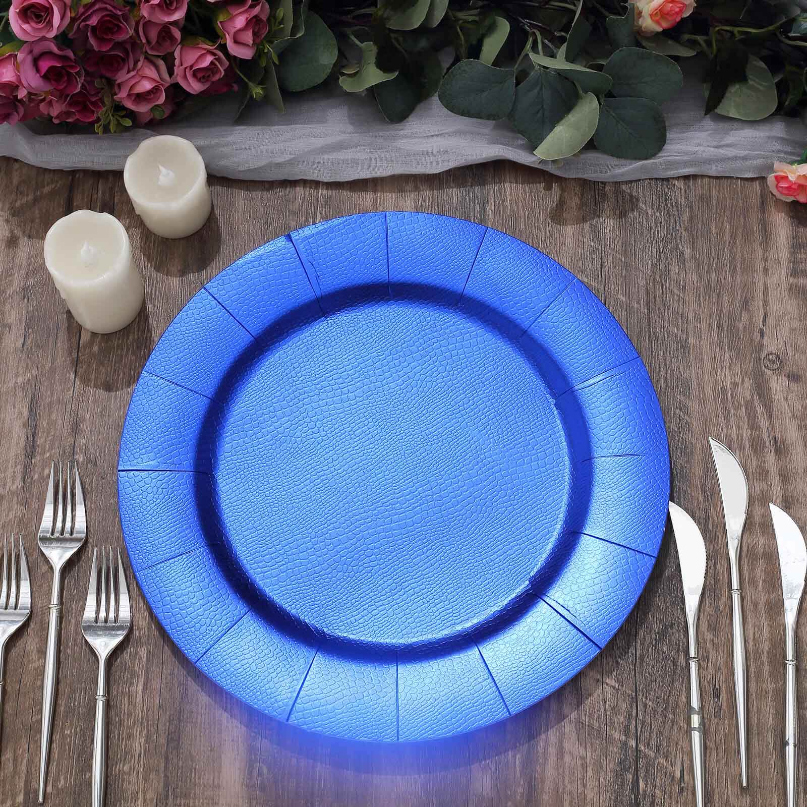 10-Pack Disposable Round Charger Plates 13" Royal Blue with Leathery Texture - 1100GSM Sturdy Cardboard Placemats - Image 9