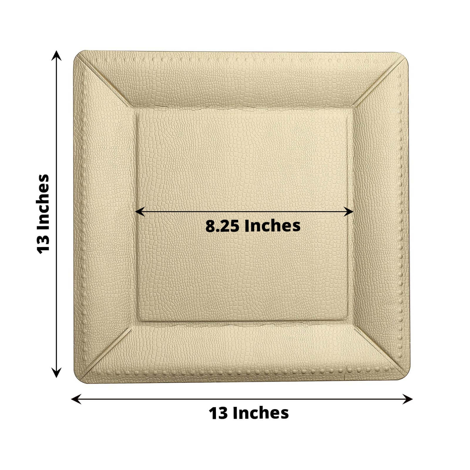10-Pack Disposable Square Charger Plates 13" Champagne with Leather Like Texture - 1100GSM Sturdy Paper Chargers - Image 3
