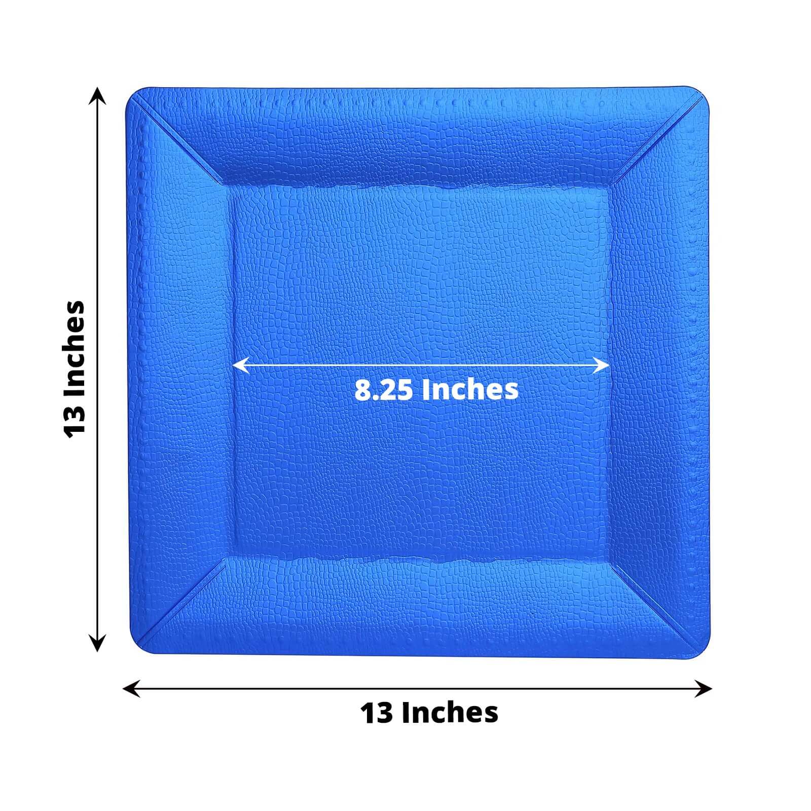 10-Pack Disposable Square Charger Plates 13" Royal Blue with Leather Like Texture - 1100GSM Sturdy Paper Chargers - Image 3