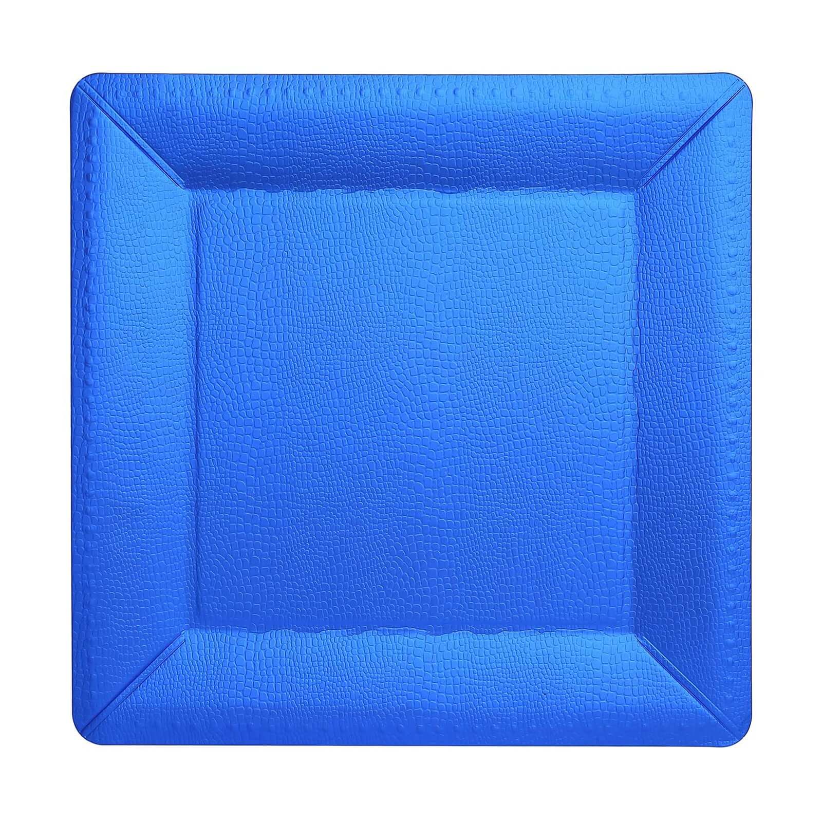 10-Pack Disposable Square Charger Plates 13" Royal Blue with Leather Like Texture - 1100GSM Sturdy Paper Chargers - Image 7