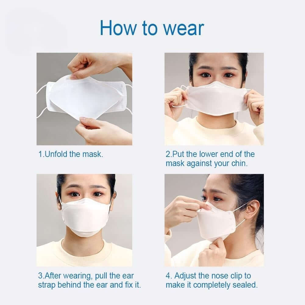 10 Pack Dusty Rose Breathable KF94 Face Mask, 3D Fish-Design Mouth Shields for Adult, 4-Layer Protective Face Masks with Adjustable Nose Clip - Image 9