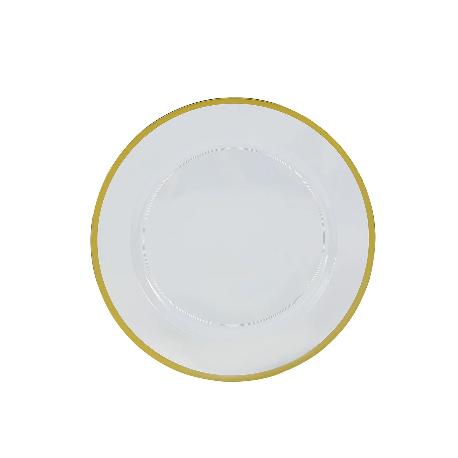 10-Pack Economy Plastic Charger Plates 12" Round Clear with Wide Gold Rim - Dinner Party Serving Plates - Image 5