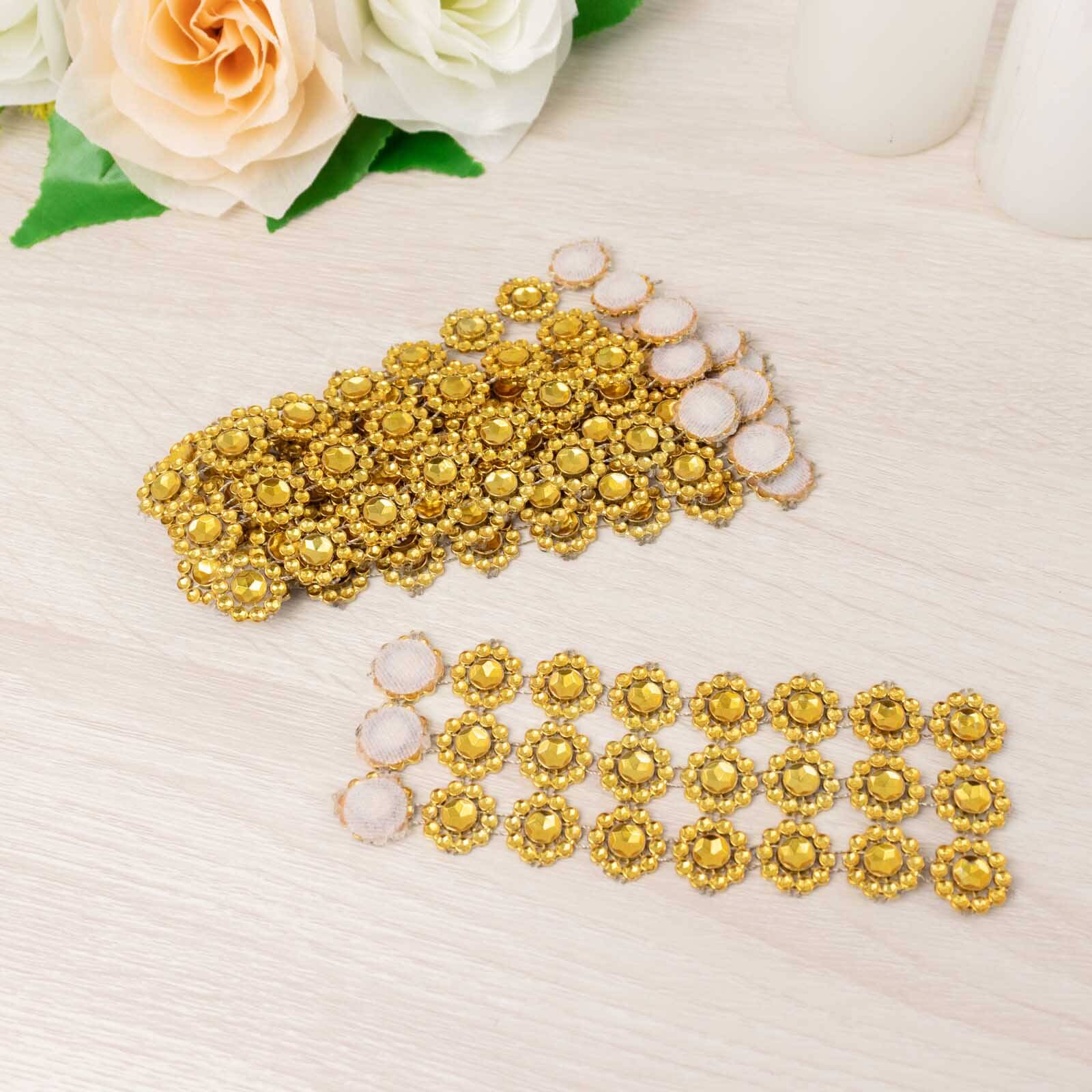 10 Pack Gold Sunflower Diamond Rhinestones Napkin Rings With Velcro, Elegant Wedding Napkin Holders - Image 2