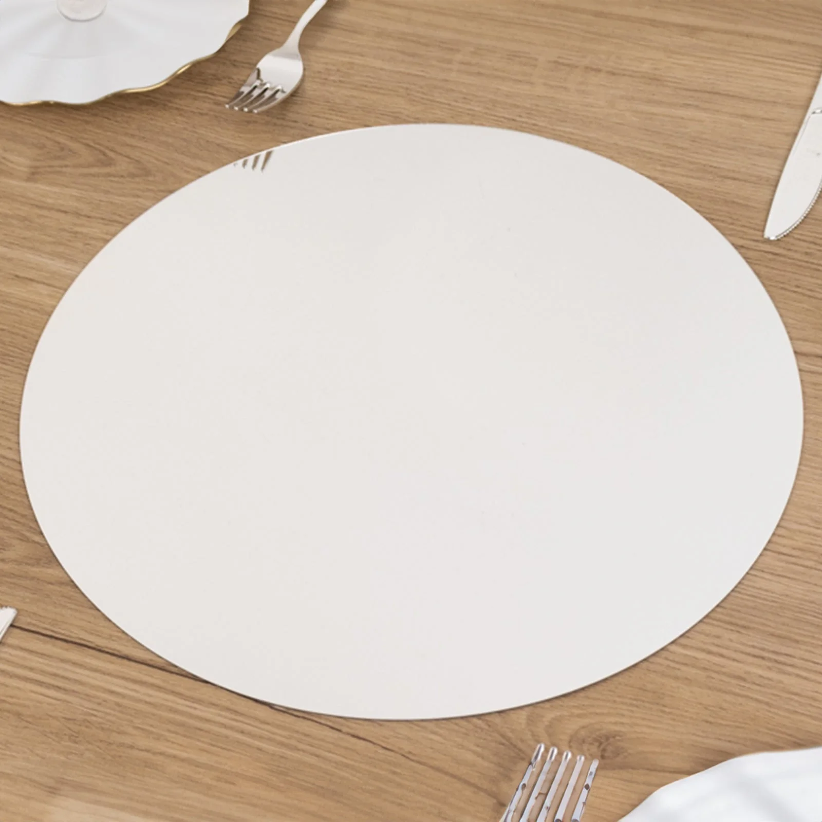 10-Pack Large Acrylic Mirror Tray 14" Round Silver Circle Candle Plate - Decorative Centerpiece Bases - Image 6