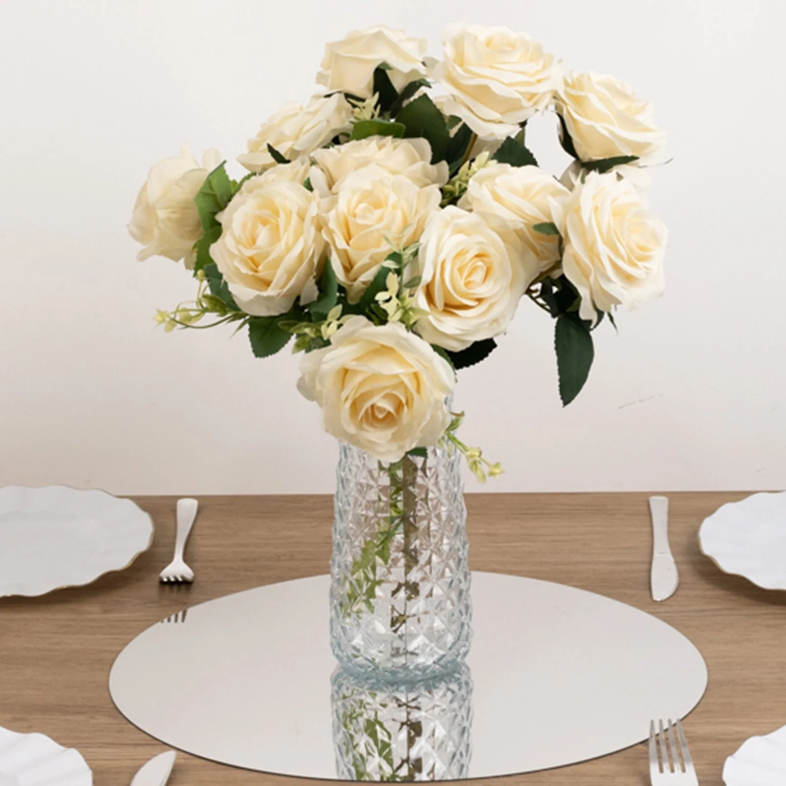 10-Pack Large Acrylic Mirror Tray 16" Round Silver Circle Candle Plate - Decorative Centerpiece Bases - Image 6