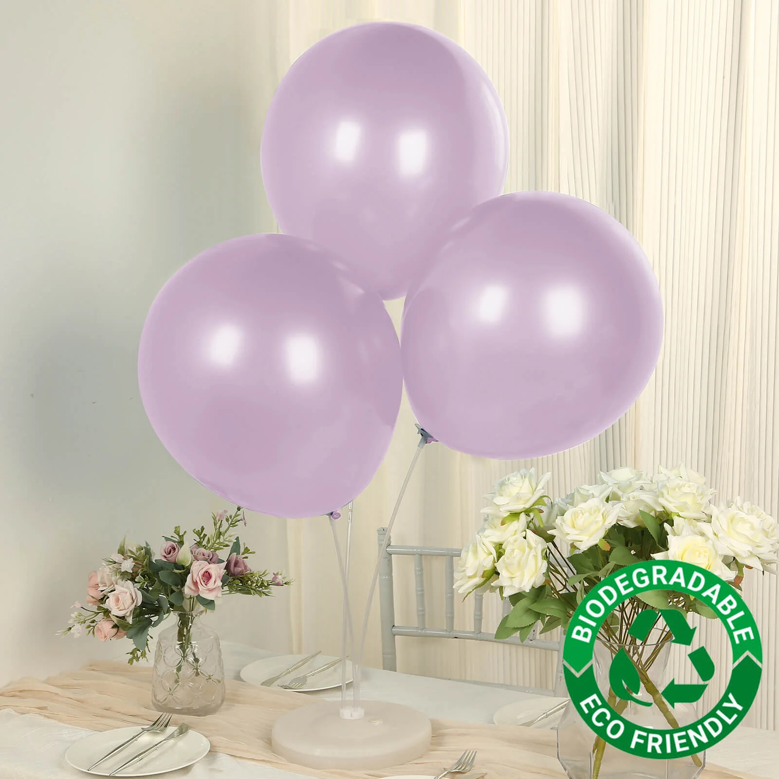 10 Pack Lavender Lilac Biodegradable Balloons, Eco-friendly Thickened Extra Strong Latex Helium Party Balloons - 18" - Image 7