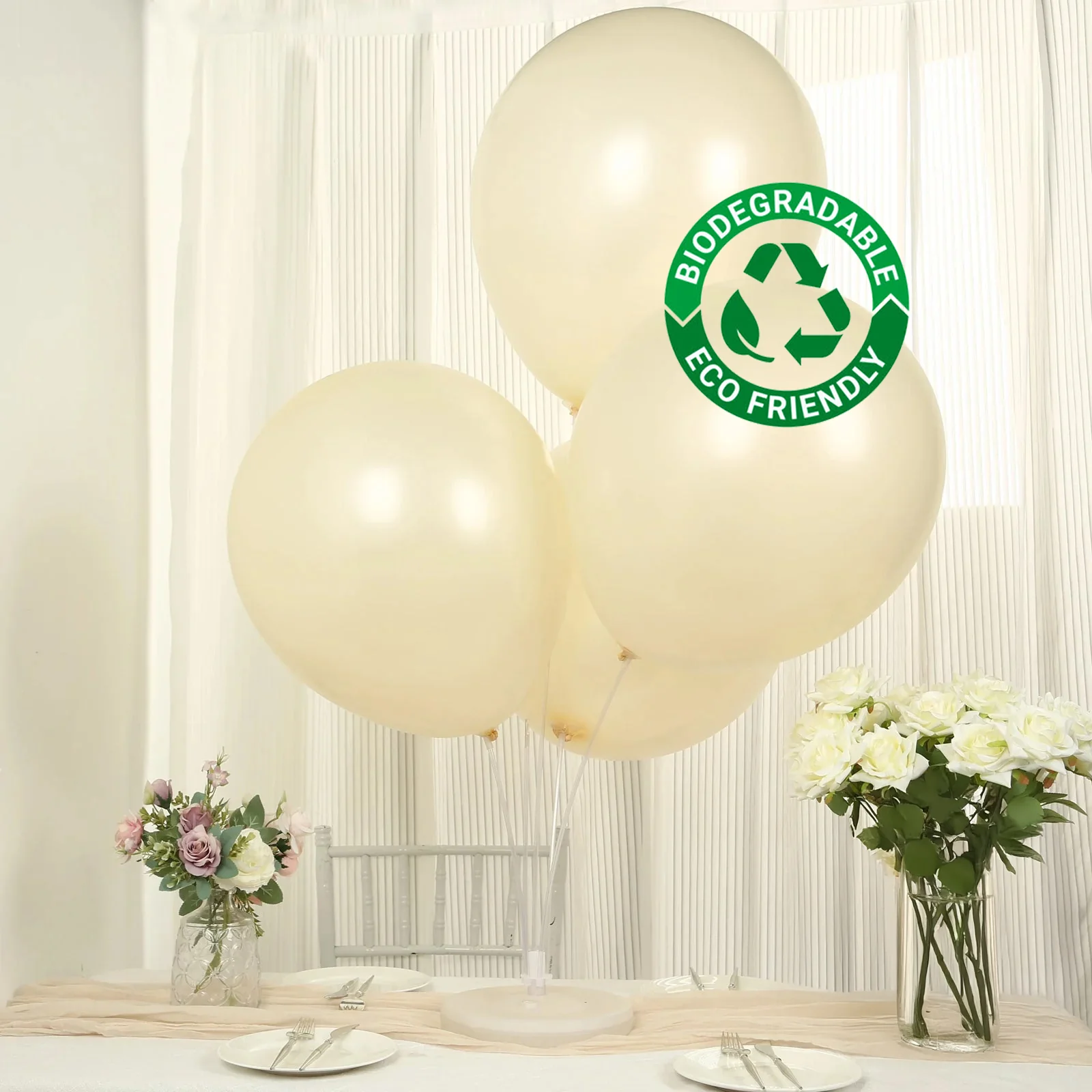 10 Pack Matte Pastel Cream Biodegradable Balloons, Round Eco-friendly Thick Latex Party Balloons - 18" - Image 9