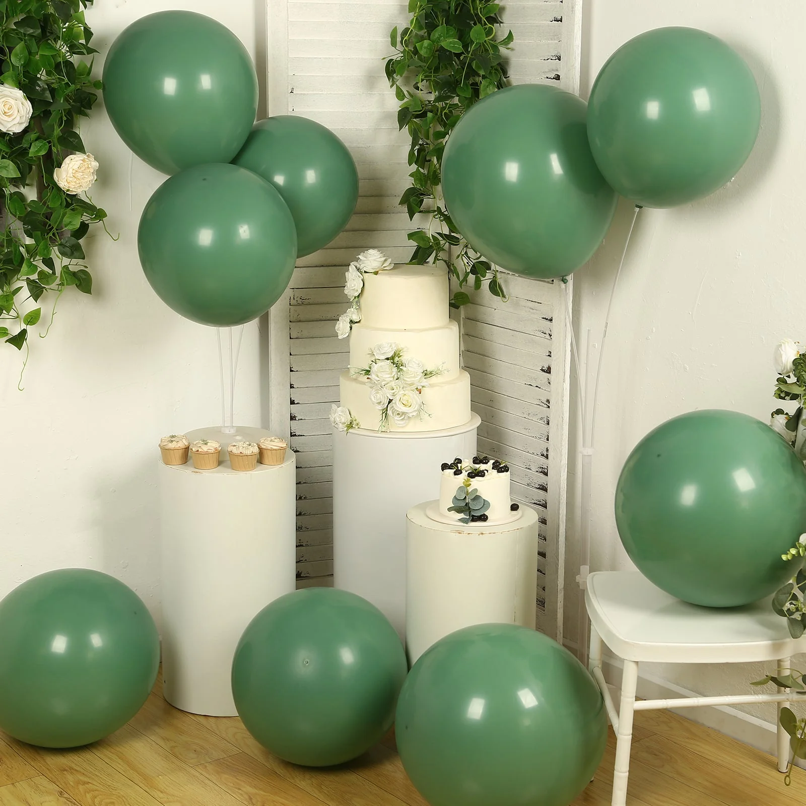 10 Pack Matte Pastel Dusty Sage Green Biodegradable Balloons, Round Eco-friendly Thick Latex Party Balloons - 18" - Image 10