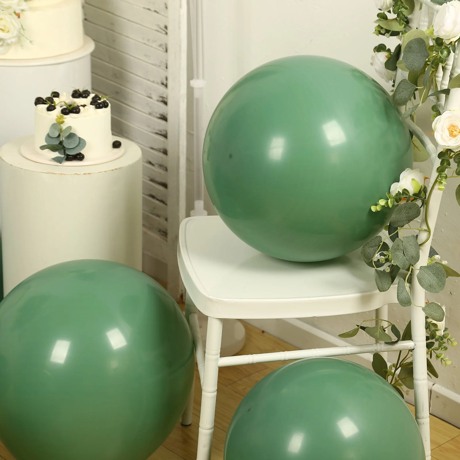 10 Pack Matte Pastel Dusty Sage Green Biodegradable Balloons, Round Eco-friendly Thick Latex Party Balloons - 18" - Image 2