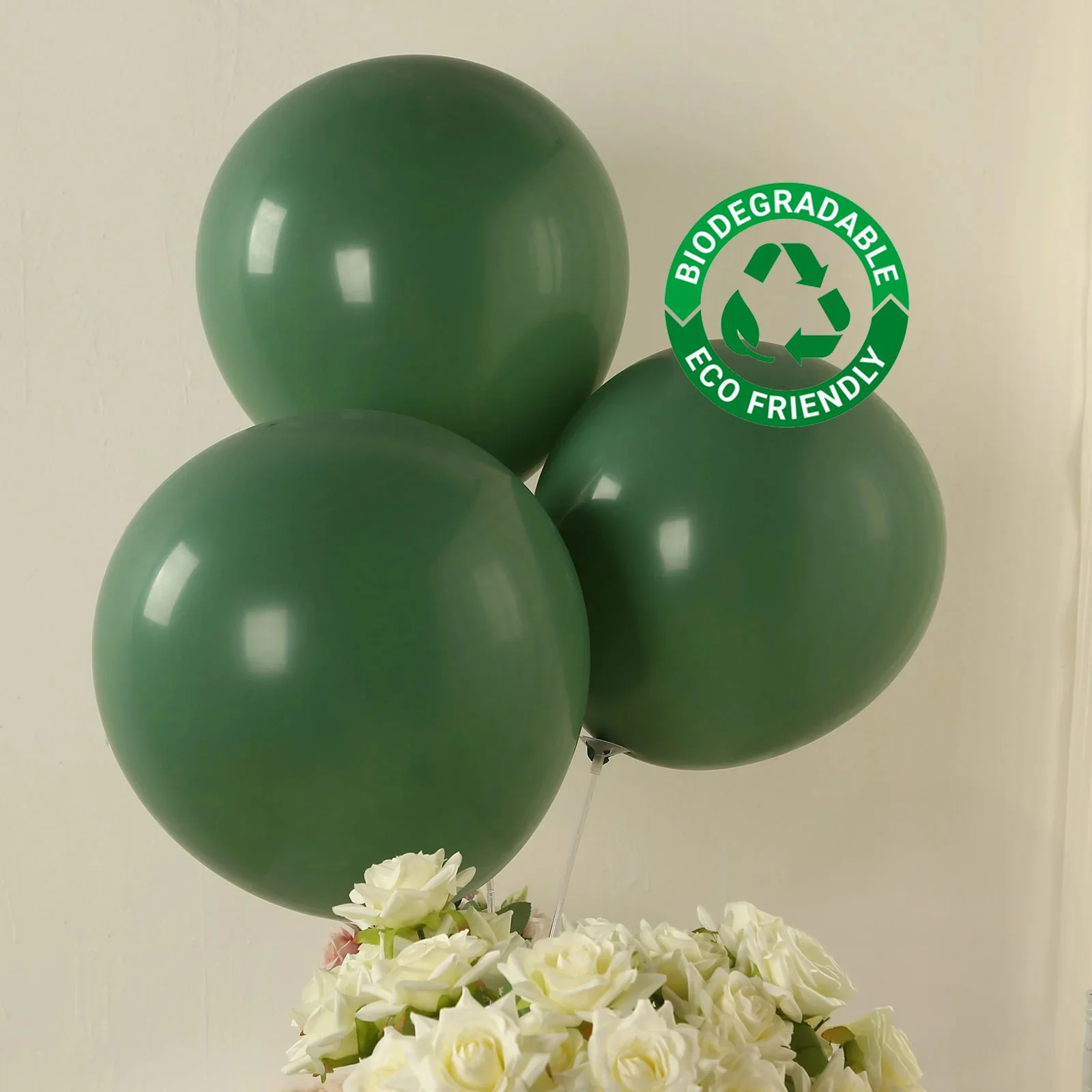 10 Pack Matte Pastel Dusty Sage Green Biodegradable Balloons, Round Eco-friendly Thick Latex Party Balloons - 18" - Image 9