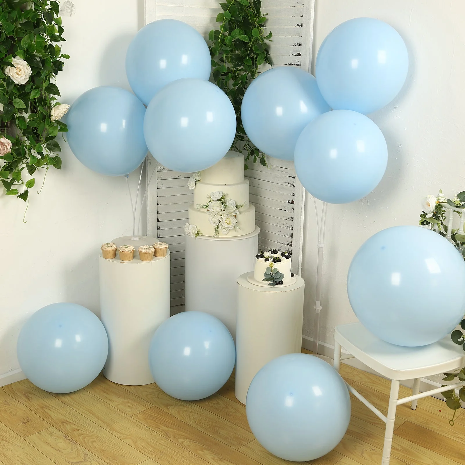 10 Pack Matte Pastel Ice Blue Biodegradable Balloons, Round Eco-friendly Thick Latex Party Balloons - 18" - Image 10