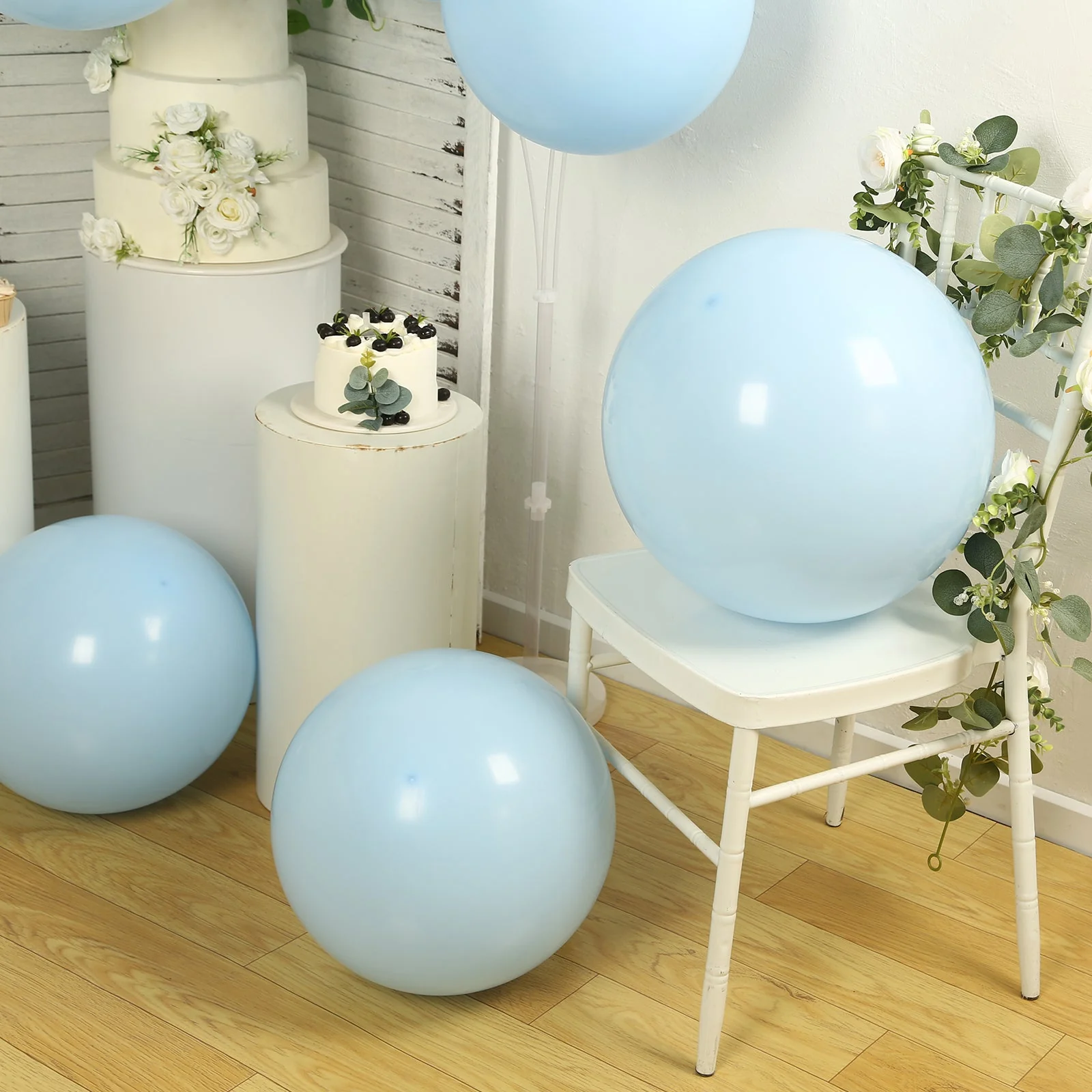 10 Pack Matte Pastel Ice Blue Biodegradable Balloons, Round Eco-friendly Thick Latex Party Balloons - 18" - Image 2
