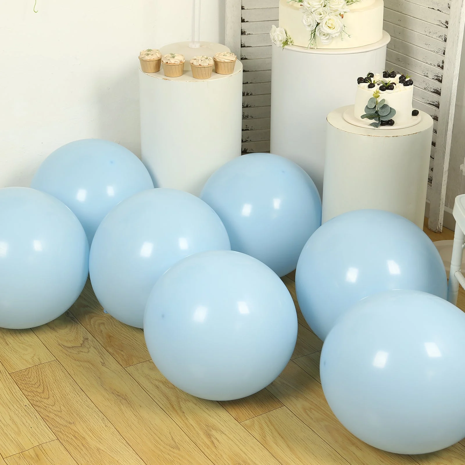 10 Pack Matte Pastel Ice Blue Biodegradable Balloons, Round Eco-friendly Thick Latex Party Balloons - 18" - Image 8